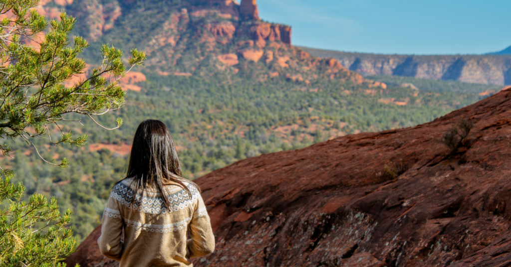 Person overlooking mountainous landscape southwest scenery PTSD Therapy in Chandler, AZ
